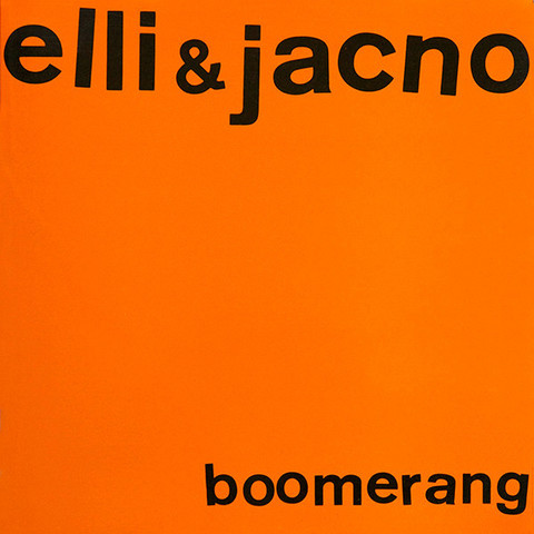 The front of the cover. The name of the band and the name of the album are written in black on a full orange background.