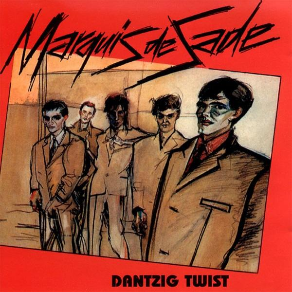 Pochette rouge avec un dessin central du groupe au ton beige (pour faire le lien avec le jour suivant !) de l'album Dantzig Twist du groupe Marquis de Sade