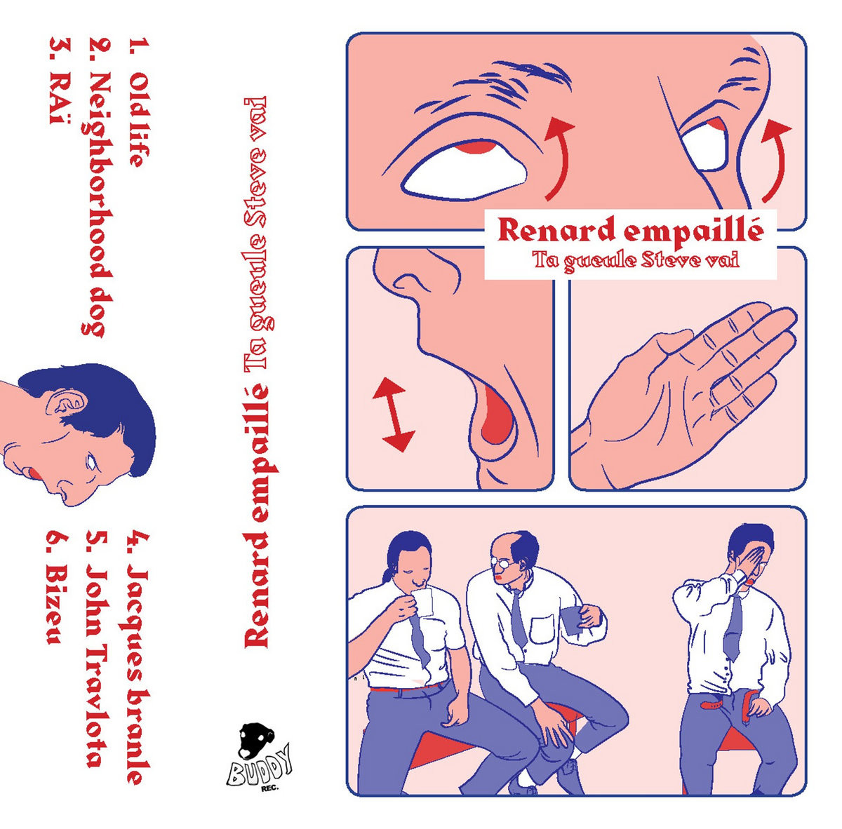 A four-panel comic strip. In the first panel, a person rolls her eyes. In the second, she opens her mouth. In the third, she raise her hand. In the fourth, two other people sit on chairs talking while a third rolls her eyes, opens her mouth, and slaps her face with their hand, performing a facepalm.