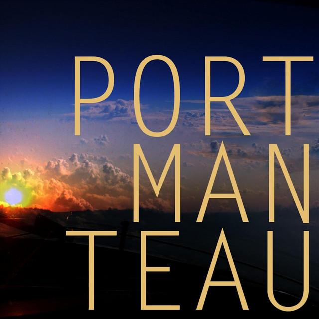 Very contrasted picture of a sunset with "PORTMANTEAU" written on three lines
